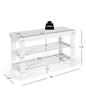 3-Tier Bamboo Shoe Bench Holds up to 6 Pairs for Entry