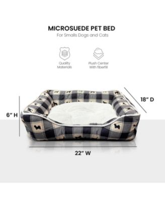 Microsuede Pet Bed, Dog Beds for Small Dogs and Cats, Black