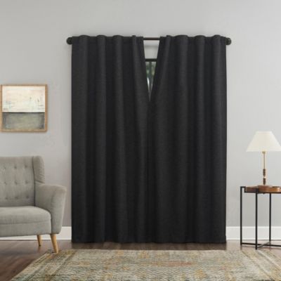 Treviso Linen Blend Magnetic Closure 100% Blackout Back Tab Curtain Panel