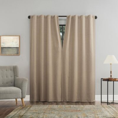Treviso Linen Blend Magnetic Closure 100% Blackout Back Tab Curtain Panel
