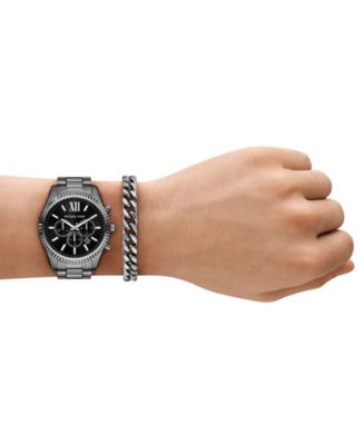 Men's Lexington Chronograph Gunmetal Stainless-Steel Watch and Bracelet Set, 44mm
