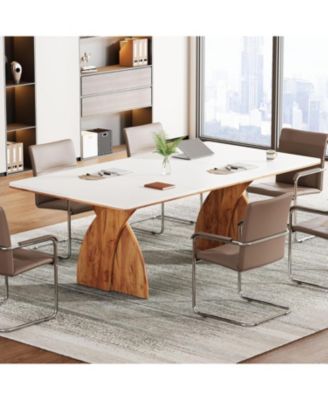 6FT Conference Table for 6-8 People, Meeting Table with Crossed Legs, Industrial Business Training Desk for Office Conference, Meeting Room