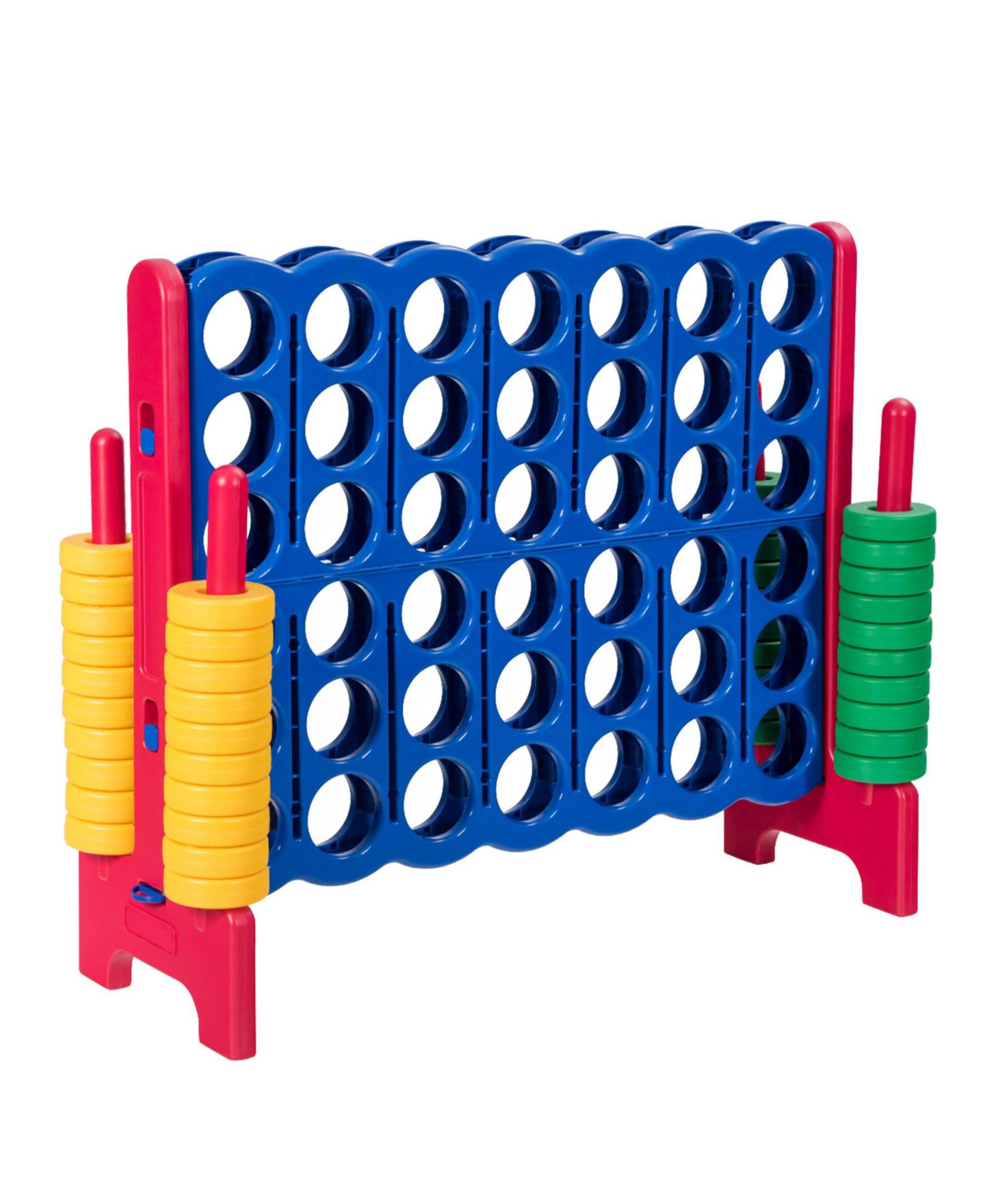 Детские игрушки Gymax Jumbo 4-to-Score Game Set 4 in A Row Kids Adults w/ 42 Jumbo Rings, цвет: Жёлтый — фото 5