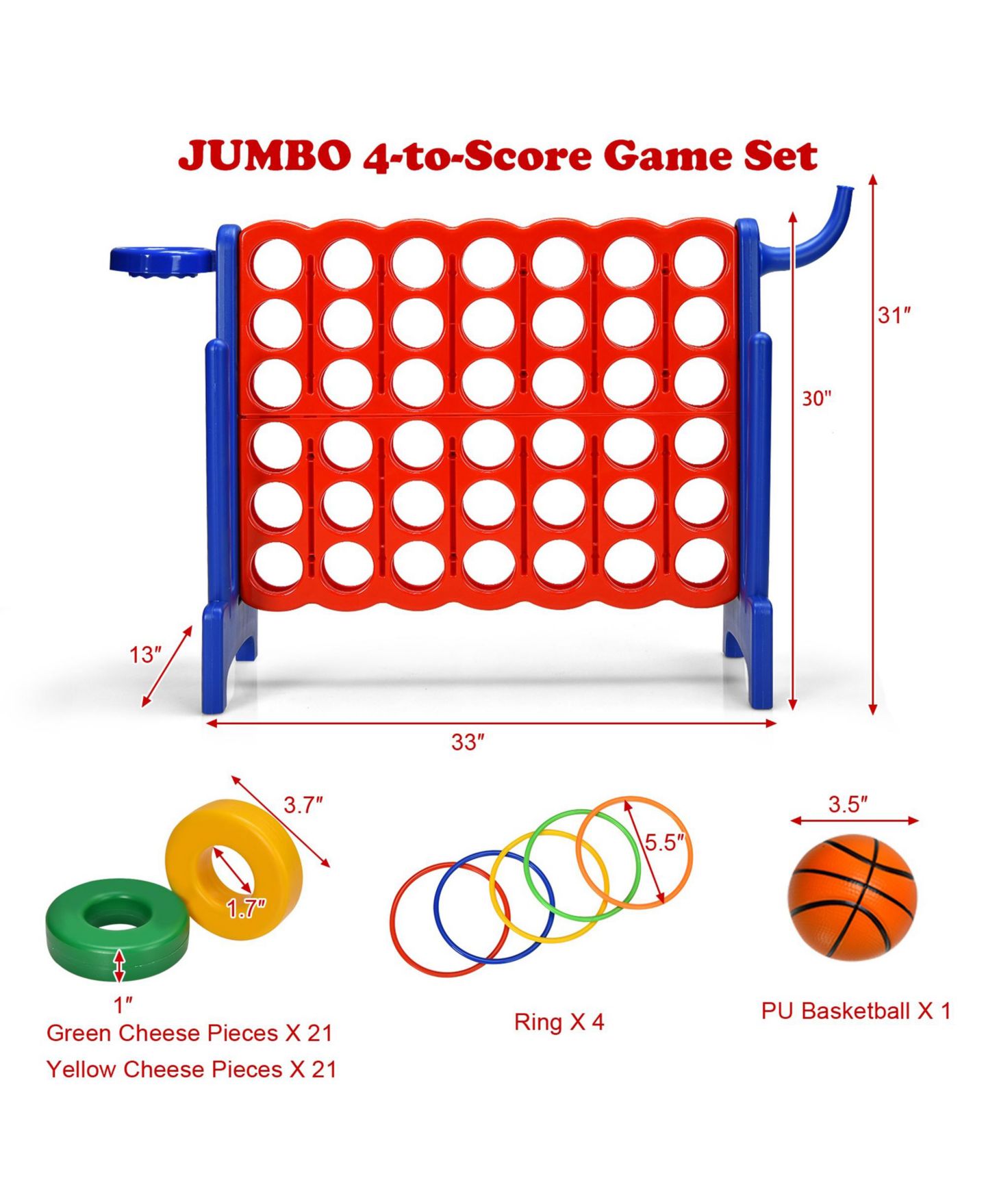 Детские игрушки Gymax 3-in-1 Giant 4-to-Score Game Set, Ages 3+, цвет: Синий — фото 4