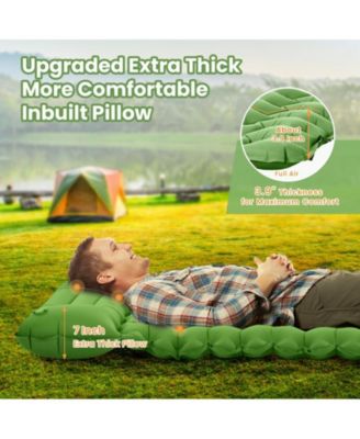 Extra Thick Inflatable Sleeping Pad with Pillow, Camping Pad with Carrying Bag