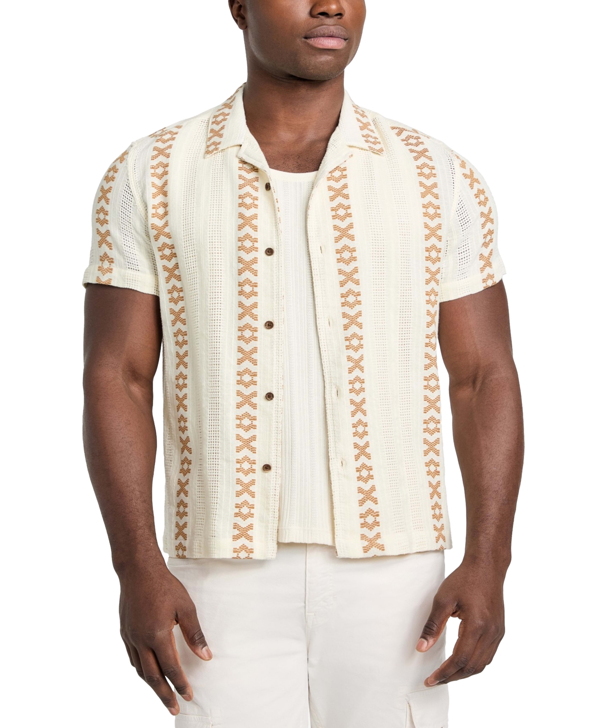 Men's Sandoval X-Pattern Dobby Shirt - Salt White Multi