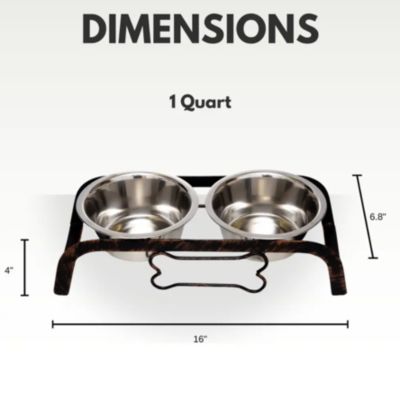 Rustic Dog Bone Elevated Feeder with 2 Stainless Steel Bowls (2 qts Each)