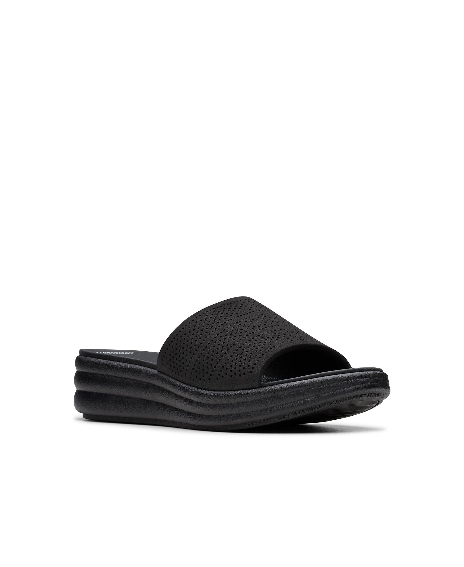 Clarks Cloudsteppers Drift Twist Slip-On Flat Sandals (Black)