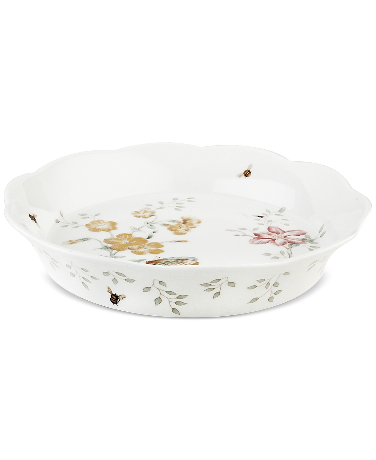 Lenox Butterfly Meadow Pie Dish In White W,multi-color Design