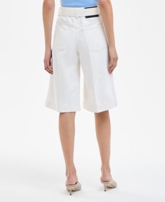Women's Cotton High-Rise Denim Bermuda Shorts