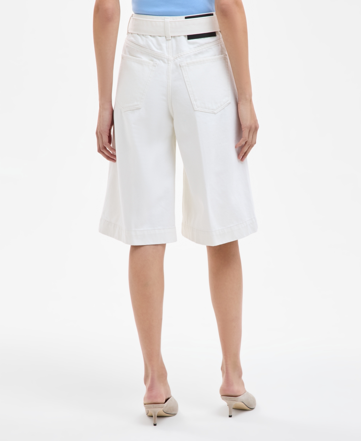 Hugo Boss Women's Cotton High-rise Denim Bermuda Shorts In Natural