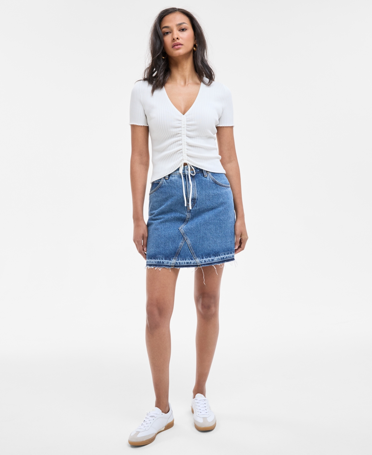 Hugo Boss Women's Ruched V-neck Short-sleeve Top In Multi