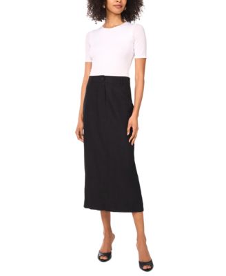 Women's Linen-Blend Patch-Pocket Midi Skirt