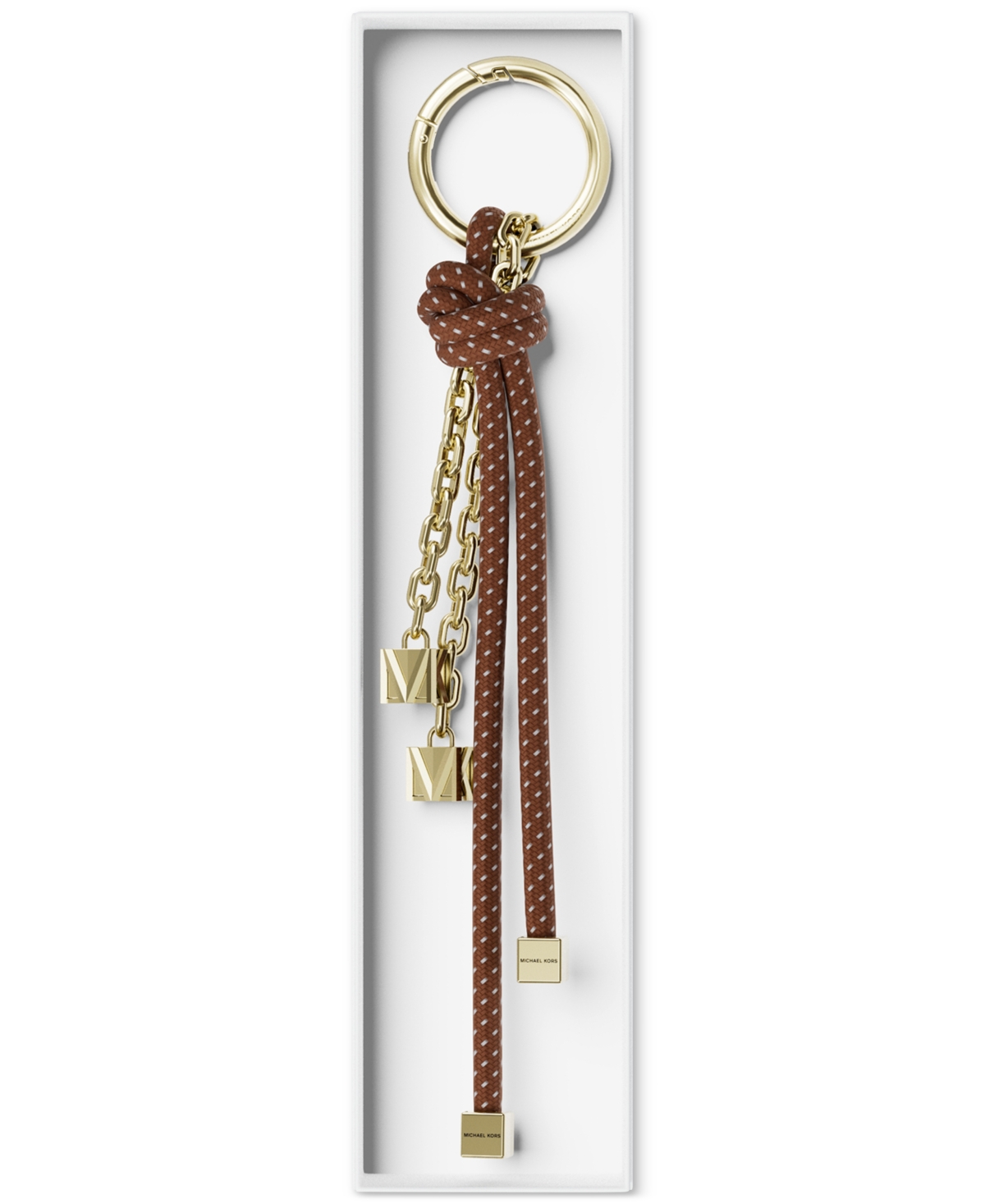 Michael Kors Michael  Speckled Cord Bag Charm In Dark Caramel