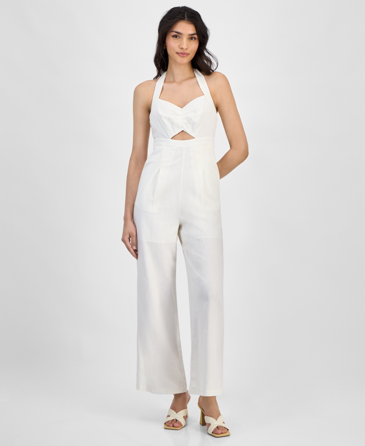 Women's Halter-Neck Sleeveless Jumpsuit, Exclusively at Macy's - Crema