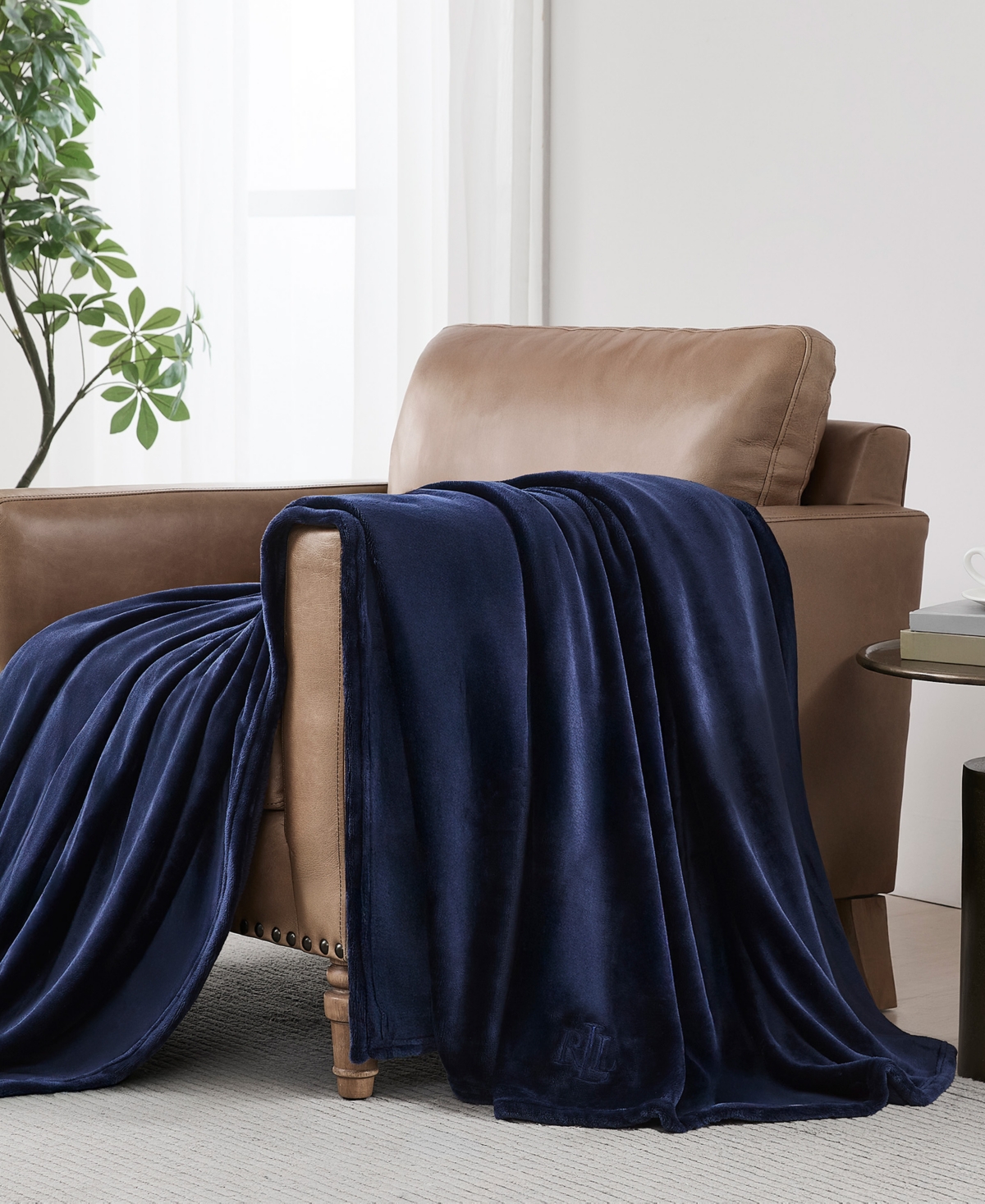 Ralph Lauren Micromink Plush Blanket, King In Navy