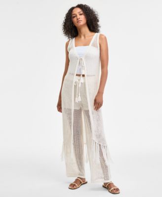 Bar III - Women's Crochet Fringe Sleeveless Cardigan, Exclusively at Macy's