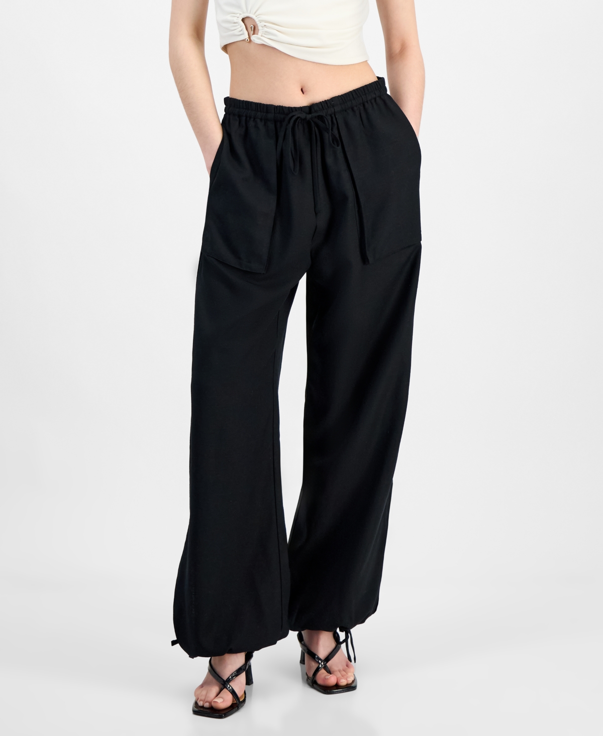 Women's Split-Hem Drawstring Pants, Exclusively at Macy's - Beach Sand