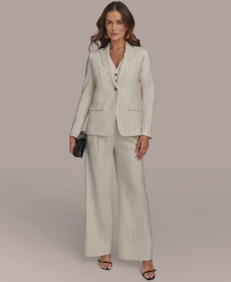 Womens Pinstriped Blazer Vest Pants