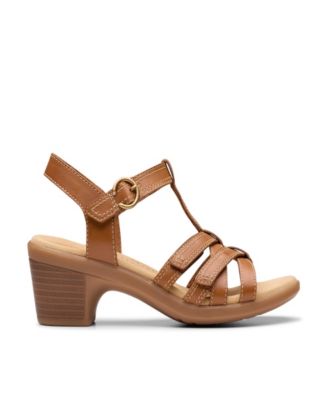 Emily2 Rose Leather Block Heel Sandals