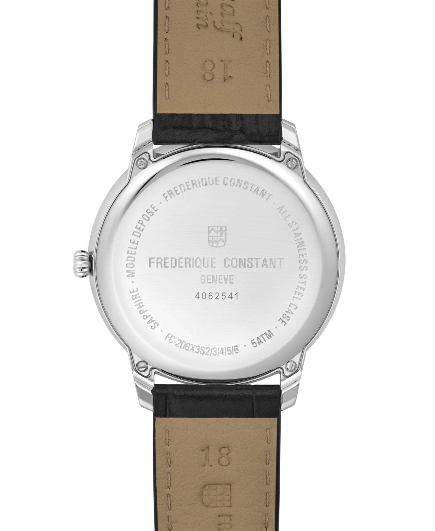 Мужские часы Frederique Constant Swiss Moneta Moonphase Black Leather Strap Watch 37mm — фото 3