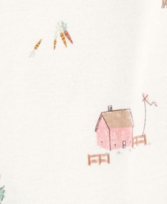 Baby Girls Barn-Print Pants, Top, Headwrap & Socks, 4 Piece Set