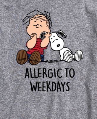 Men's Snoopy Peanuts Allergic To Weekdays Short Sleeve T-Shirt