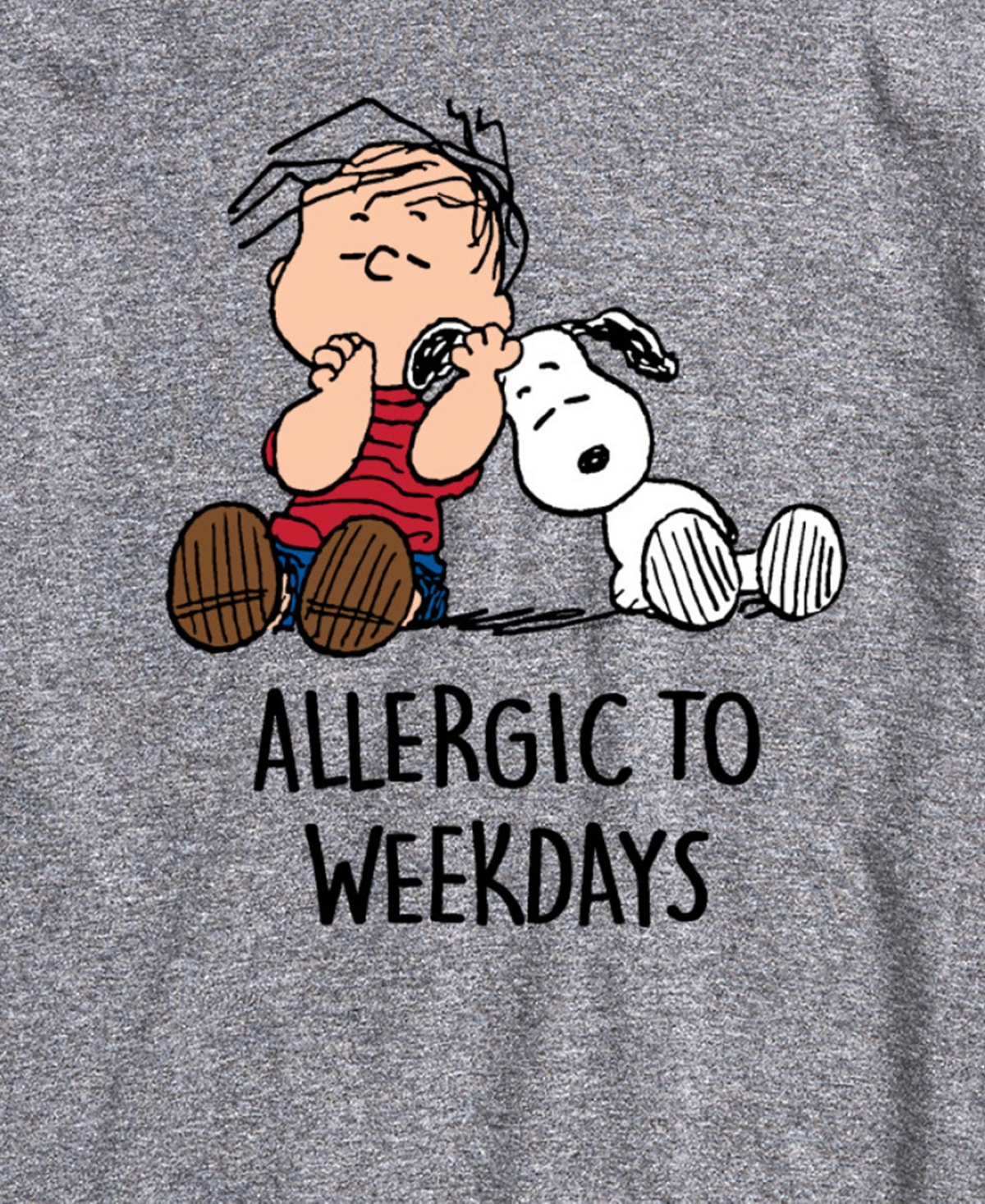 Airwaves Men's Peanuts Allergic To Weekdays Short Sleeve T-shirt In Gray
