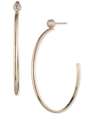 Lauren Ralph Lauren - Gold-Tone Cubic Zirconia Medium Hoop Earrings, 1.7"