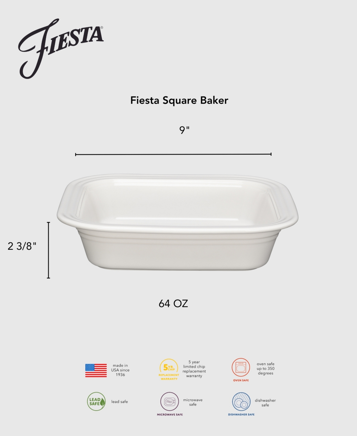 Fiesta Linen Square Baker 9" X 9" In Neutral