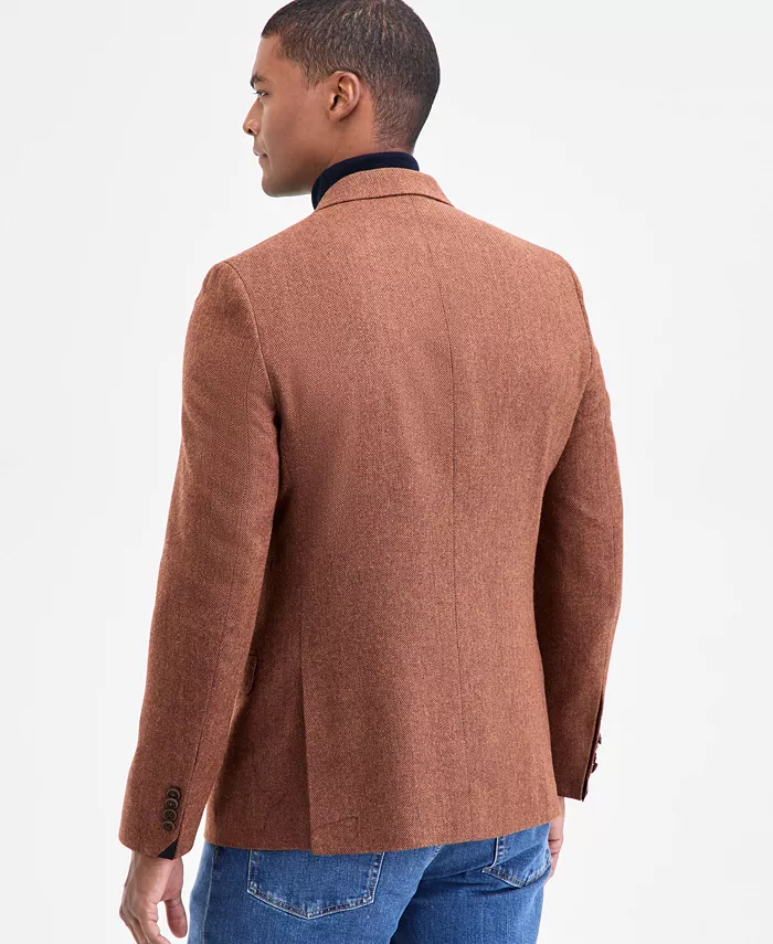 Men's Modern-Fit Solid Herringbone Tweed Sport Coat - thumbnail 10