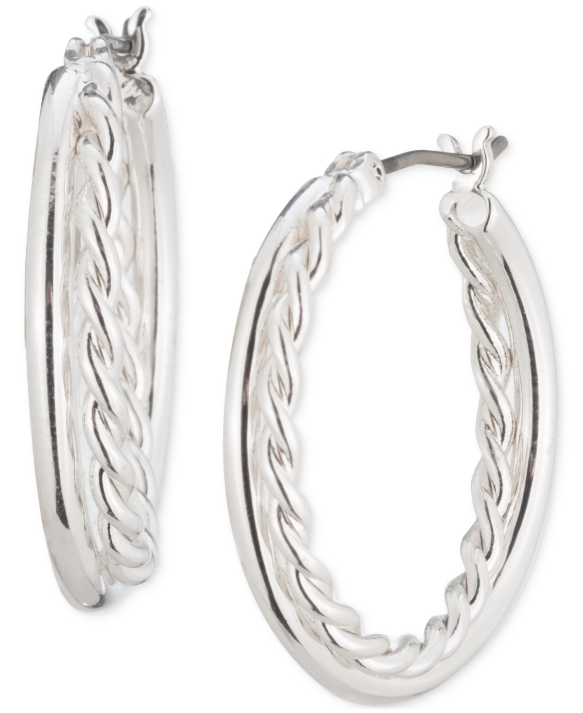 Ralph Lauren Rope Twist Medium Hoop Earrings, 1" In Metallic