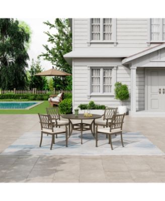 48-inch Powder Coated Cast Aluminum Outdoor Dining Table with Umbrella Hole