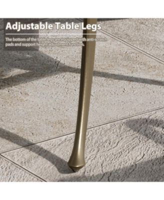 48-inch Powder Coated Cast Aluminum Outdoor Dining Table with Umbrella Hole