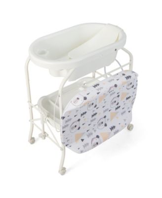 Folding Baby Changing Table with Bathtub and 4 Universal Wheels