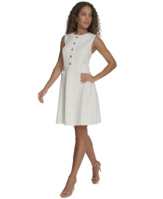 fit and flare button front dress Fit-N-Flare Contrast Stitch Cotton Maxi Dress main image 0
