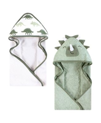 Cotton Animal Face Hooded Towel, Neutral Dino World