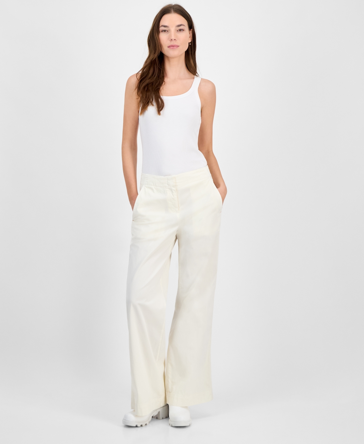 Women's High-Rise Wide-Leg Pants - White