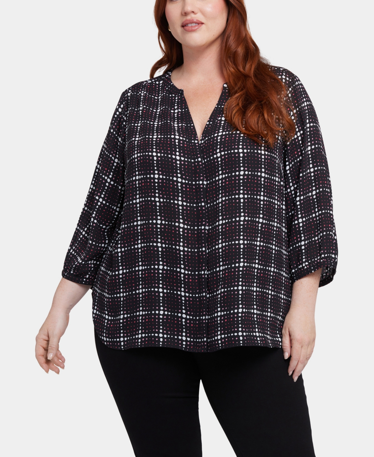 Nydj Semisheer Pintuck Blouse In Lattice Dots