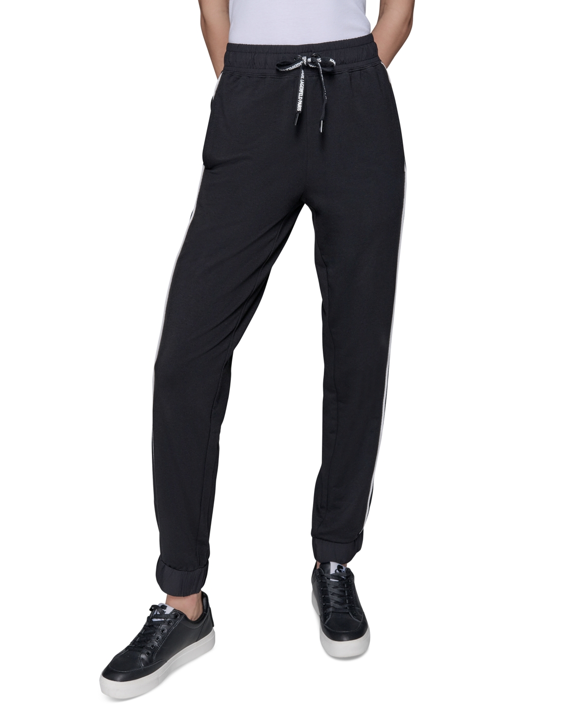 Karl Lagerfeld Women's Colorblocked Jogger Pants In Black