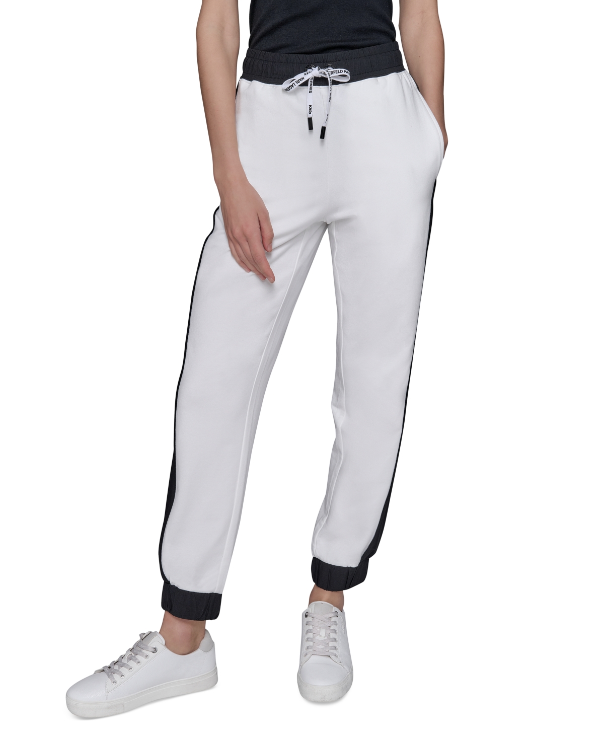 Karl Lagerfeld Women's Colorblocked Jogger Pants In White