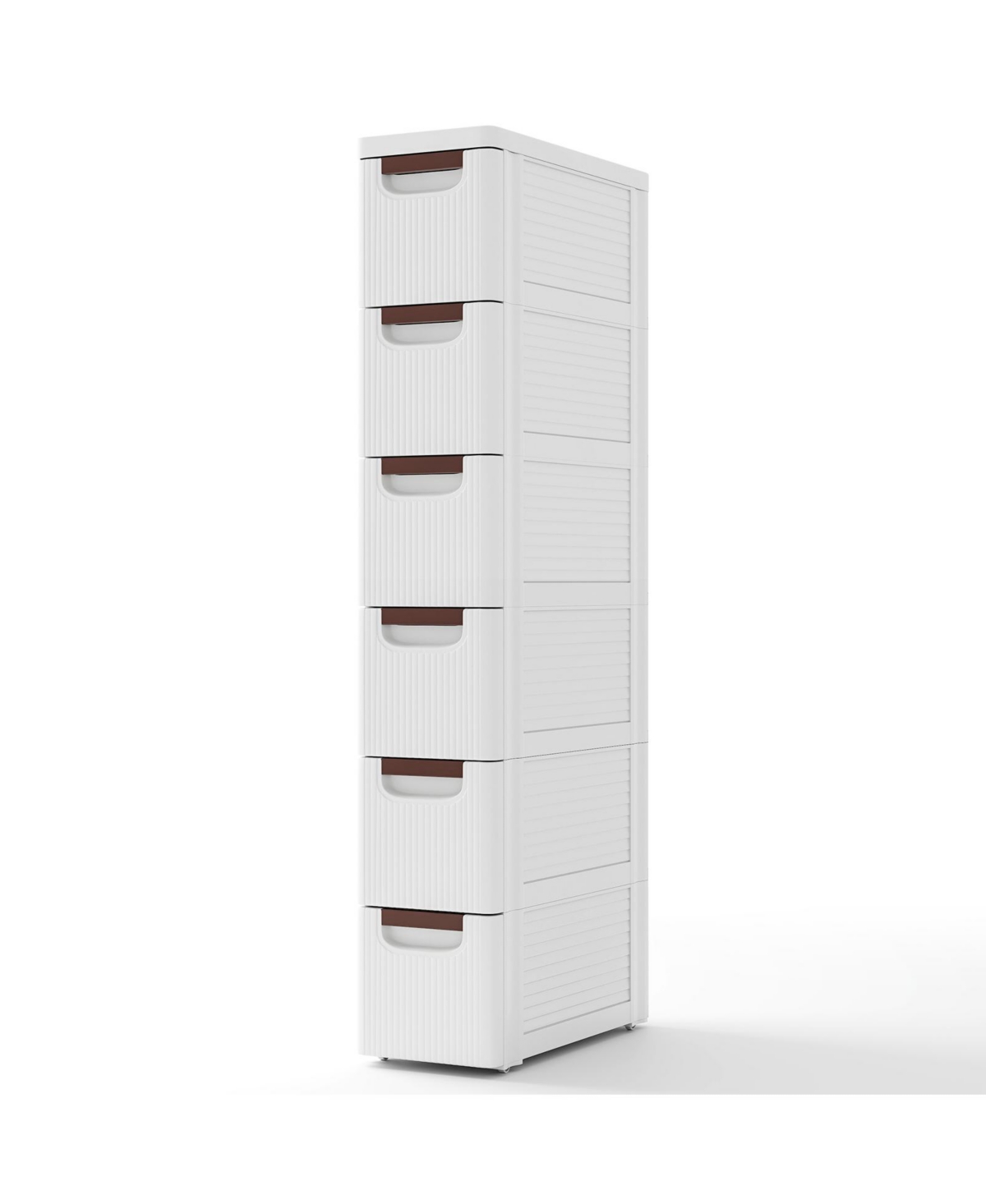 6-Drawer Rolling Organizer Unit Narrow Storage Cabinet with Built-In Wheels for Small Space-6-Drawer - White