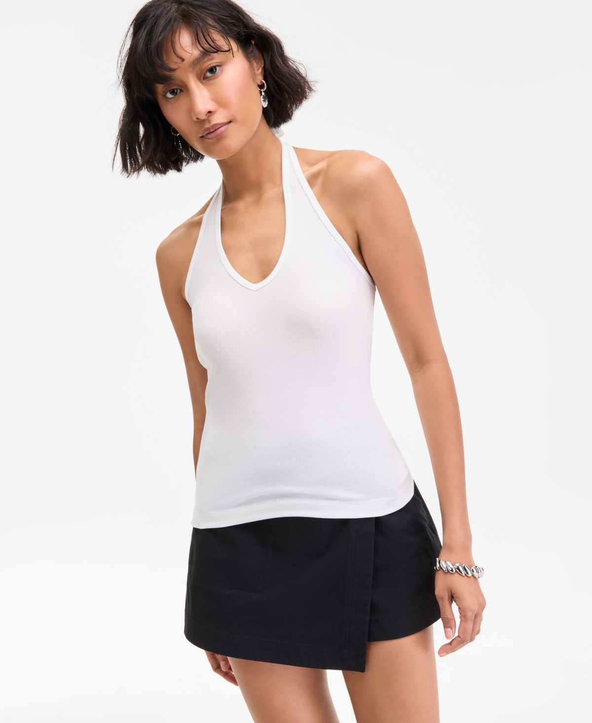 Women's V-Neck Halter Top, Exclusively at Macy's - Atomic Orange