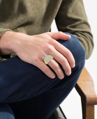 Men's Diamond Sunburst Link Textured Ring (1 ct. t.w.) in 10k Gold