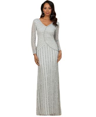 Women's Long Sleeve Beaded Gown