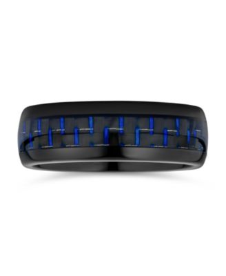 Geometric Pattern Carbon Fiber Inlay Couples Titanium Band Rings Comfort Fit 8MM