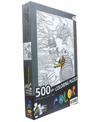 Fish 500 Piece Coloring Jigsaw Puzzle + 6 Markers