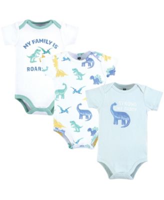 Hudson Baby Baby Boys Hudson Unisex Soft Cotton Bodysuit Triple Pack - Family dino 19$