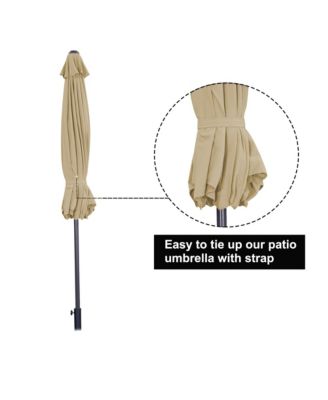 9ft Outdoor Patio Market Umbrella with Push Button Tilt and Crank in Blue