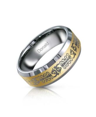 Couples Two Tone Celtic Knot Dragon Silver Gold Tones Titanium Band Rings Comfort Fit